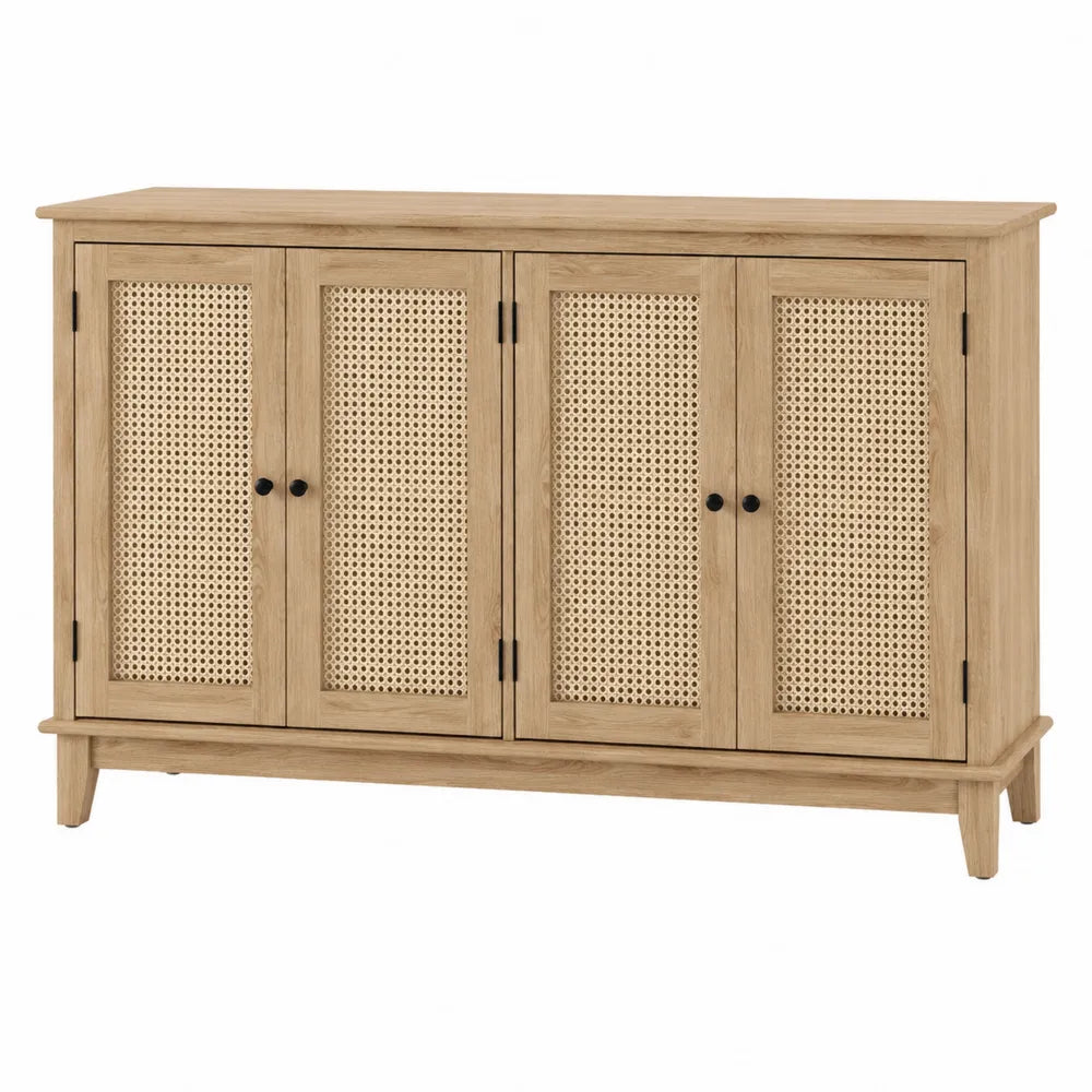 Aparador de Madera de Roble con Puertas de Ratán