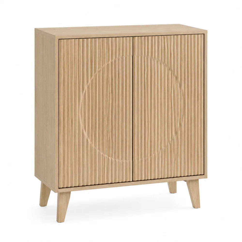 Aparador de madera de roble macizo con 2 puertas 80x100x40 cm