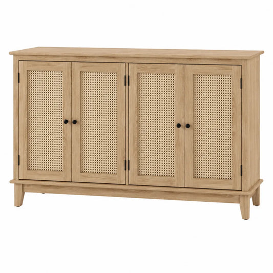 Aparador de Madera de Roble con Puertas de Ratán
