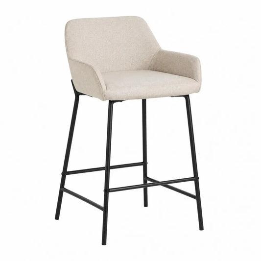 Taburete de poliéster beige con patas de metal 100 cm