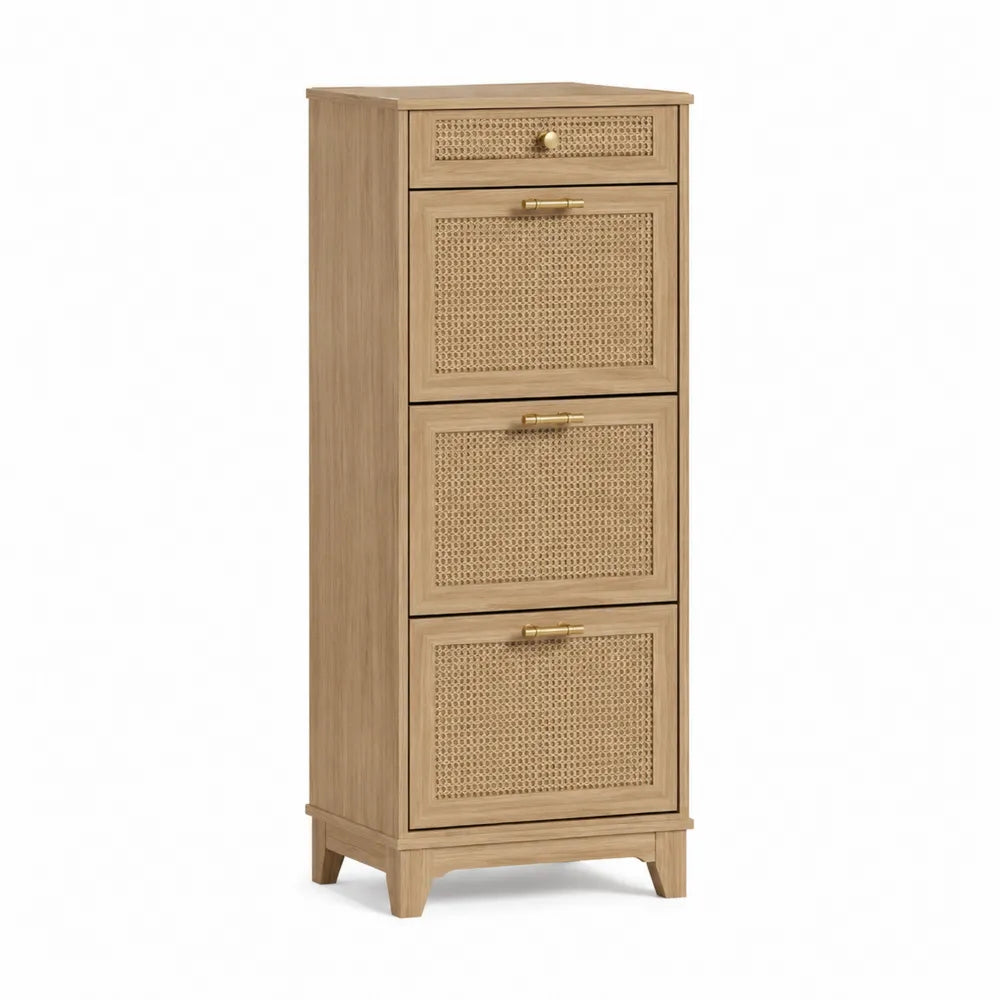 Gabinete de Madera con Cajones de Ratán Natural