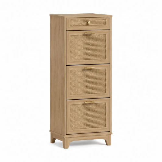 Gabinete de Madera con Cajones de Ratán Natural