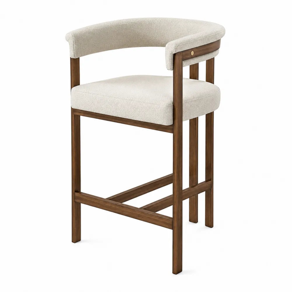 Taburete de madera y poliéster beige 105 cm